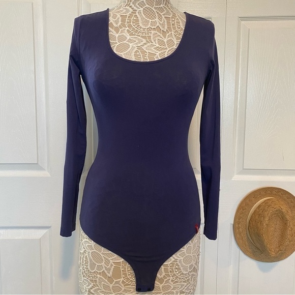 Esprit edc Purple scoop neck long sleeve bodysuit Cotton blend size Small - Picture 1 of 13